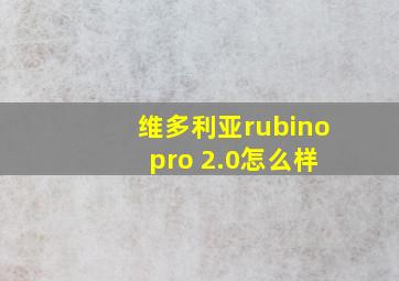 维多利亚rubino pro 2.0怎么样